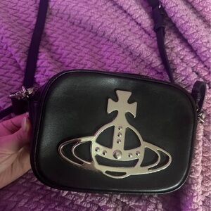 Vivienne Westwood Black Crossbody Bag with Silver Logo